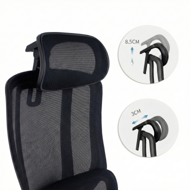ergonomischer burostuhl schwarz aeroflow schwarze struktur netzstoff 3d verstellbare armlehnen doppelte lordosenstutze kopfstutze 6