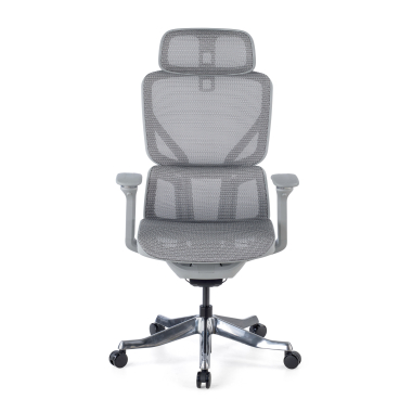 ergonomischer burostuhl weiss grau aerofit weisses gestell netzstoff 4d verstellbare armlehnen doppelte lordosenstutze kopfstutze 3