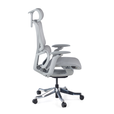 ergonomischer burostuhl weiss grau aerofit weisses gestell netzstoff 4d verstellbare armlehnen doppelte lordosenstutze kopfstutze 4