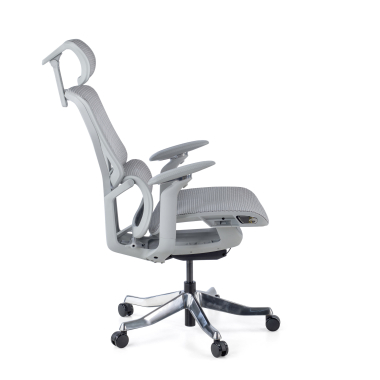 ergonomischer burostuhl weiss grau aerofit weisses gestell netzstoff 4d verstellbare armlehnen doppelte lordosenstutze kopfstutze 5