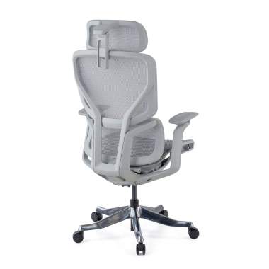ergonomischer burostuhl weiss grau aerofit weisses gestell netzstoff 4d verstellbare armlehnen doppelte lordosenstutze kopfstutze 6