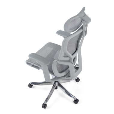 ergonomischer burostuhl weiss grau aerofit weisses gestell netzstoff 4d verstellbare armlehnen doppelte lordosenstutze kopfstutze 7