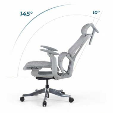 ergonomischer burostuhl weiss grau aerofit weisses gestell netzstoff 4d verstellbare armlehnen doppelte lordosenstutze kopfstutze 9