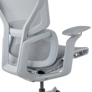ergonomischer burostuhl weiss grau aerofit weisses gestell netzstoff 4d verstellbare armlehnen doppelte lordosenstutze kopfstutze 8
