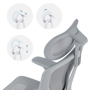 ergonomischer burostuhl weiss grau aerofit weisses gestell netzstoff 4d verstellbare armlehnen doppelte lordosenstutze kopfstutze 12