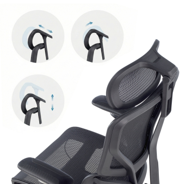 ergonomischer burostuhl schwarz aerofit schwarzes gestell netzstoff 4d verstellbare armlehnen doppelte lordosenstutze kopfstutze 10