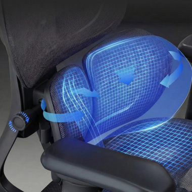 ergonomischer burostuhl schwarz erghos one ohne kopfstutze netzstoff 3d verstellbare armlehnen doppelte lordosenstutze 8