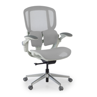 ergonomischer burostuhl weiss grau erghos one ohne kopfstutze netzstoff 3d verstellbare armlehnen doppelte lordosenstutze 1