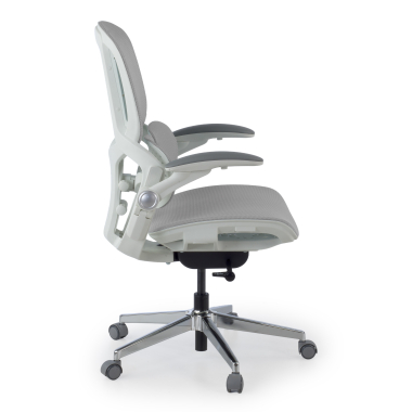 ergonomischer burostuhl weiss grau erghos one ohne kopfstutze netzstoff 3d verstellbare armlehnen doppelte lordosenstutze 3