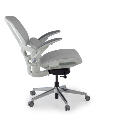 ergonomischer burostuhl weiss grau erghos one ohne kopfstutze netzstoff 3d verstellbare armlehnen doppelte lordosenstutze 4