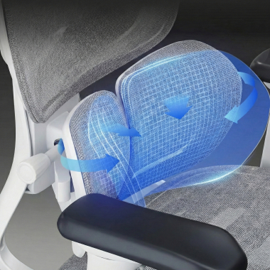 ergonomischer burostuhl weiss grau erghos one ohne kopfstutze netzstoff 3d verstellbare armlehnen doppelte lordosenstutze 7