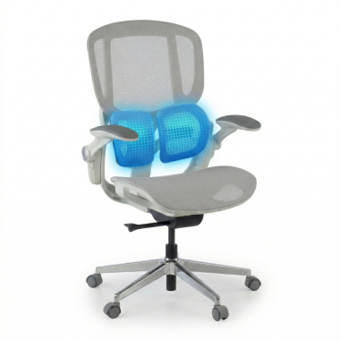 ergonomischer burostuhl weiss grau erghos one ohne kopfstutze netzstoff 3d verstellbare armlehnen doppelte lordosenstutze 6