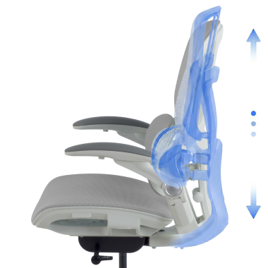 ergonomischer burostuhl weiss grau erghos one ohne kopfstutze netzstoff 3d verstellbare armlehnen doppelte lordosenstutze 8