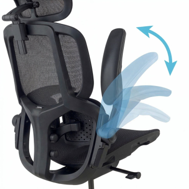 ergonomischer burostuhl schwarz erghos one mit kopfstutze netzstoff 3d verstellbare armlehnen doppelte lordosenstutze kopfstutze 6