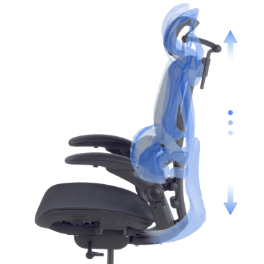ergonomischer burostuhl schwarz erghos one mit kopfstutze netzstoff 3d verstellbare armlehnen doppelte lordosenstutze kopfstutze 9