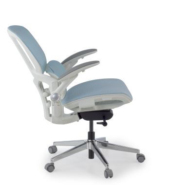 ergonomischer burostuhl weiss blau erghos one ohne kopfstutze netzstoff 3d verstellbare armlehnen doppelte lordosenstutze 4