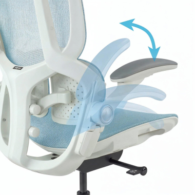 ergonomischer burostuhl weiss blau erghos one ohne kopfstutze netzstoff 3d verstellbare armlehnen doppelte lordosenstutze 5