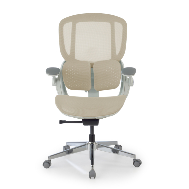 ergonomischer burostuhl beige erghos one ohne kopfstutze netzstoff 3d verstellbare armlehnen doppelte lordosenstutze 10