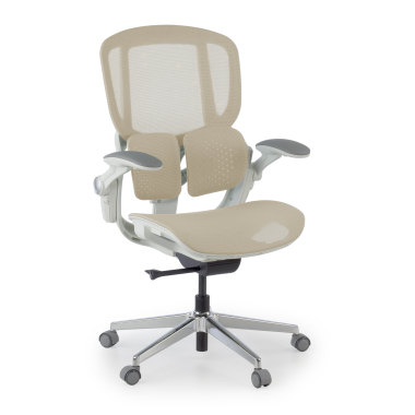 ergonomischer burostuhl beige erghos one ohne kopfstutze netzstoff 3d verstellbare armlehnen doppelte lordosenstutze 1