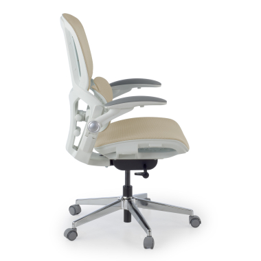 ergonomischer burostuhl beige erghos one ohne kopfstutze netzstoff 3d verstellbare armlehnen doppelte lordosenstutze 3