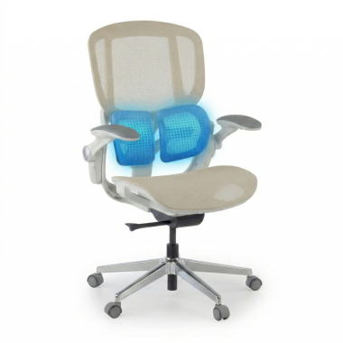 ergonomischer burostuhl beige erghos one ohne kopfstutze netzstoff 3d verstellbare armlehnen doppelte lordosenstutze 6