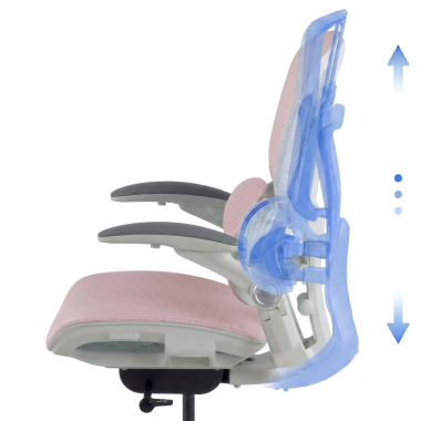 ergonomischer burostuhl weiss rosa erghos one ohne kopfstutze netzstoff 3d verstellbare armlehnen doppelte lordosenstutze 8