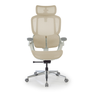 ergonomischer burostuhl beige erghos one mit kopfstutze netzstoff 3d verstellbare armlehnen doppelte lordosenstutze kopfstutze 11