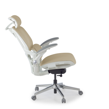 ergonomischer burostuhl beige erghos one mit kopfstutze netzstoff 3d verstellbare armlehnen doppelte lordosenstutze kopfstutze 4
