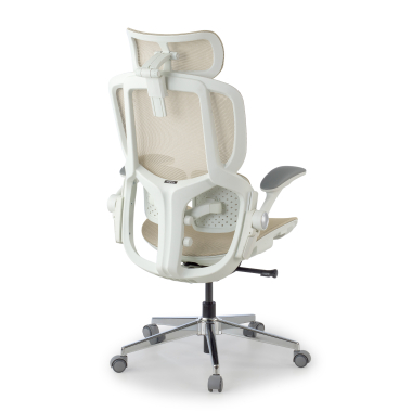 ergonomischer burostuhl beige erghos one mit kopfstutze netzstoff 3d verstellbare armlehnen doppelte lordosenstutze kopfstutze 5
