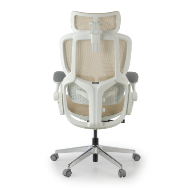 ergonomischer burostuhl beige erghos one mit kopfstutze netzstoff 3d verstellbare armlehnen doppelte lordosenstutze kopfstutze 12