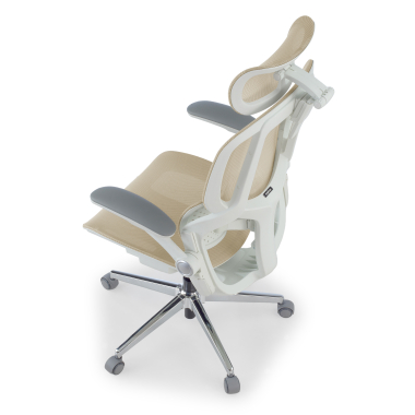 ergonomischer burostuhl beige erghos one mit kopfstutze netzstoff 3d verstellbare armlehnen doppelte lordosenstutze kopfstutze 13