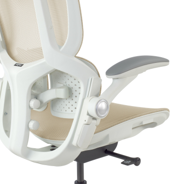 ergonomischer burostuhl beige erghos one mit kopfstutze netzstoff 3d verstellbare armlehnen doppelte lordosenstutze kopfstutze 14