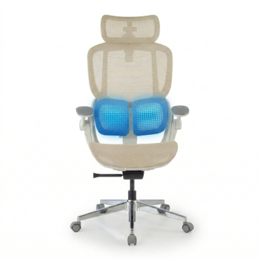 ergonomischer burostuhl beige erghos one mit kopfstutze netzstoff 3d verstellbare armlehnen doppelte lordosenstutze kopfstutze 7