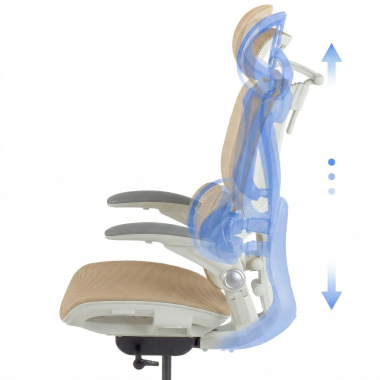 ergonomischer burostuhl beige erghos one mit kopfstutze netzstoff 3d verstellbare armlehnen doppelte lordosenstutze kopfstutze 10