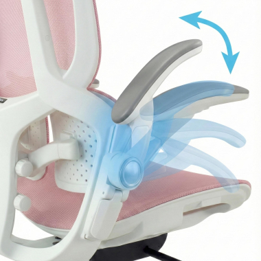 ergonomischer burostuhl weiss rosa erghos one mit kopfstutze netzstoff 3d verstellbare armlehnen doppelte lordosenstutze kopfstutze 6