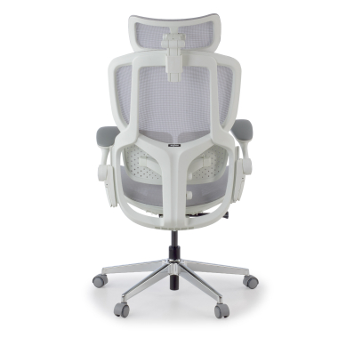 ergonomischer burostuhl weiss grau erghos one mit kopfstutze netzstoff 3d verstellbare armlehnen doppelte lordosenstutze kopfstutze 12