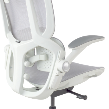 ergonomischer burostuhl weiss grau erghos one mit kopfstutze netzstoff 3d verstellbare armlehnen doppelte lordosenstutze kopfstutze 14