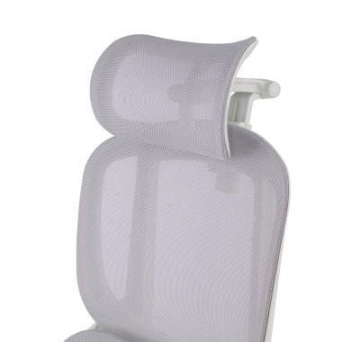 ergonomischer burostuhl weiss grau erghos one mit kopfstutze netzstoff 3d verstellbare armlehnen doppelte lordosenstutze kopfstutze 15