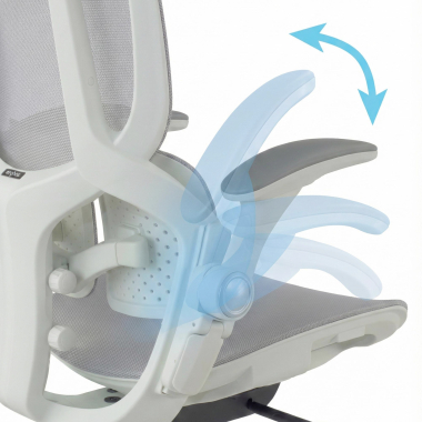 ergonomischer burostuhl weiss grau erghos one mit kopfstutze netzstoff 3d verstellbare armlehnen doppelte lordosenstutze kopfstutze 6