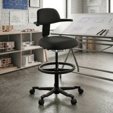 ergonomischer hocker schwarz erghos stoff ohne armlehnen 2