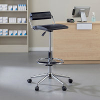 Arbeits-Hocker mit Rückenlehne Induro, aus Hartpolyurethan