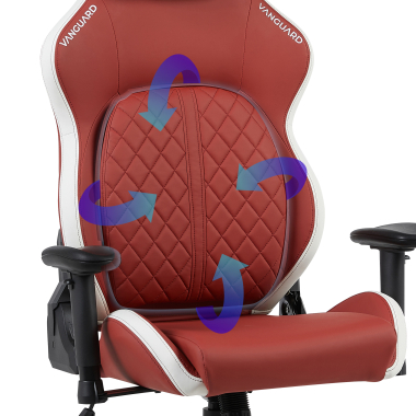 gaming stuhl weiss rot vanguard kunstleder bewegliche armlehnen kopfstutzen kissen kopfstutze 5