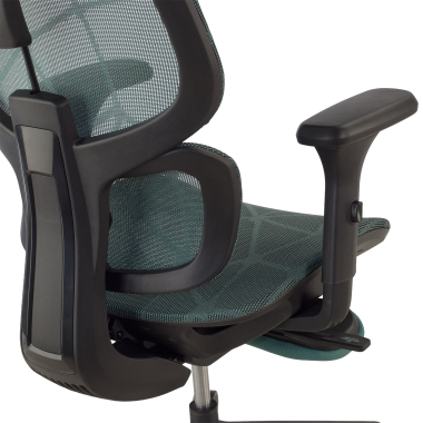 ergonomischer burostuhl grun every netzstoff 3d verstellbare armlehnen kopfstutze ausziehbare fussstutze 7