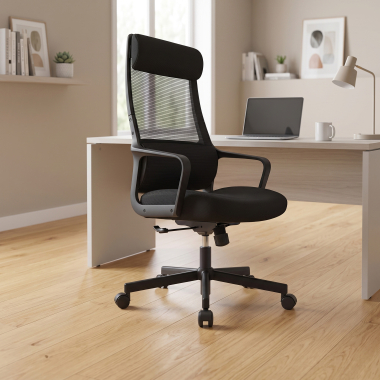 burostuhl home office schwarz venus netzstoff feste armlehnen lordosenstutze kopfstutze 2