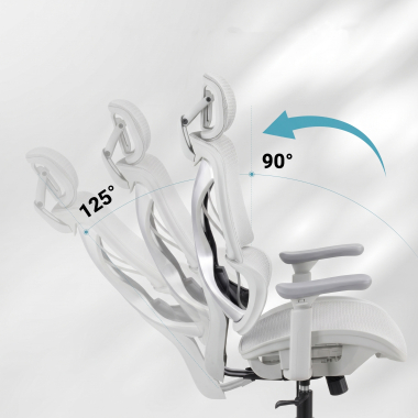 ergonomischer burostuhl weiss grau velstrom netzstoff 3d verstellbare armlehnen doppelte lordosenstutze kopfstutze 9