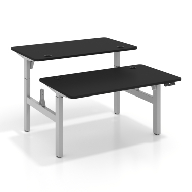 hohenverstellbarer schreibtisch aluminio pure black erghos go 1