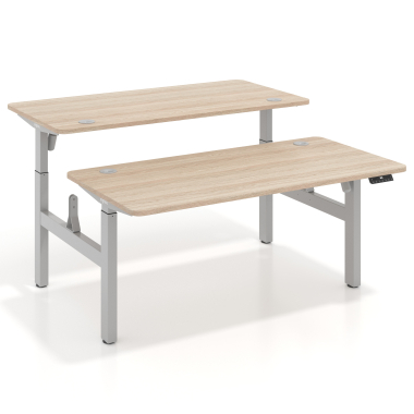 hohenverstellbarer schreibtisch aluminio flax oak erghos go 1