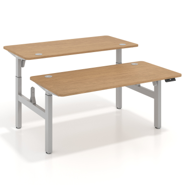 hohenverstellbarer schreibtisch aluminio red oak erghos go 1