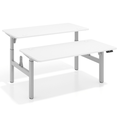hohenverstellbarer schreibtisch aluminio warm white erghos go 1