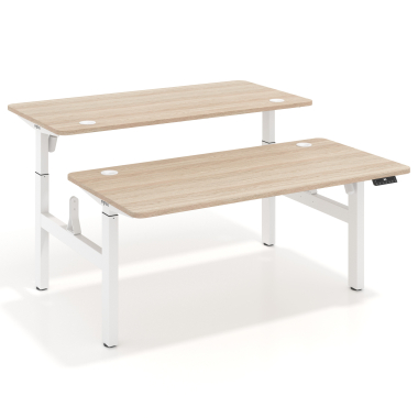 hohenverstellbarer schreibtisch weiss flax oak erghos go 1